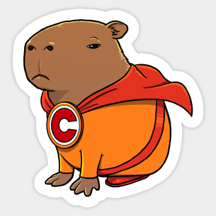 Capybara Superhero Sticker